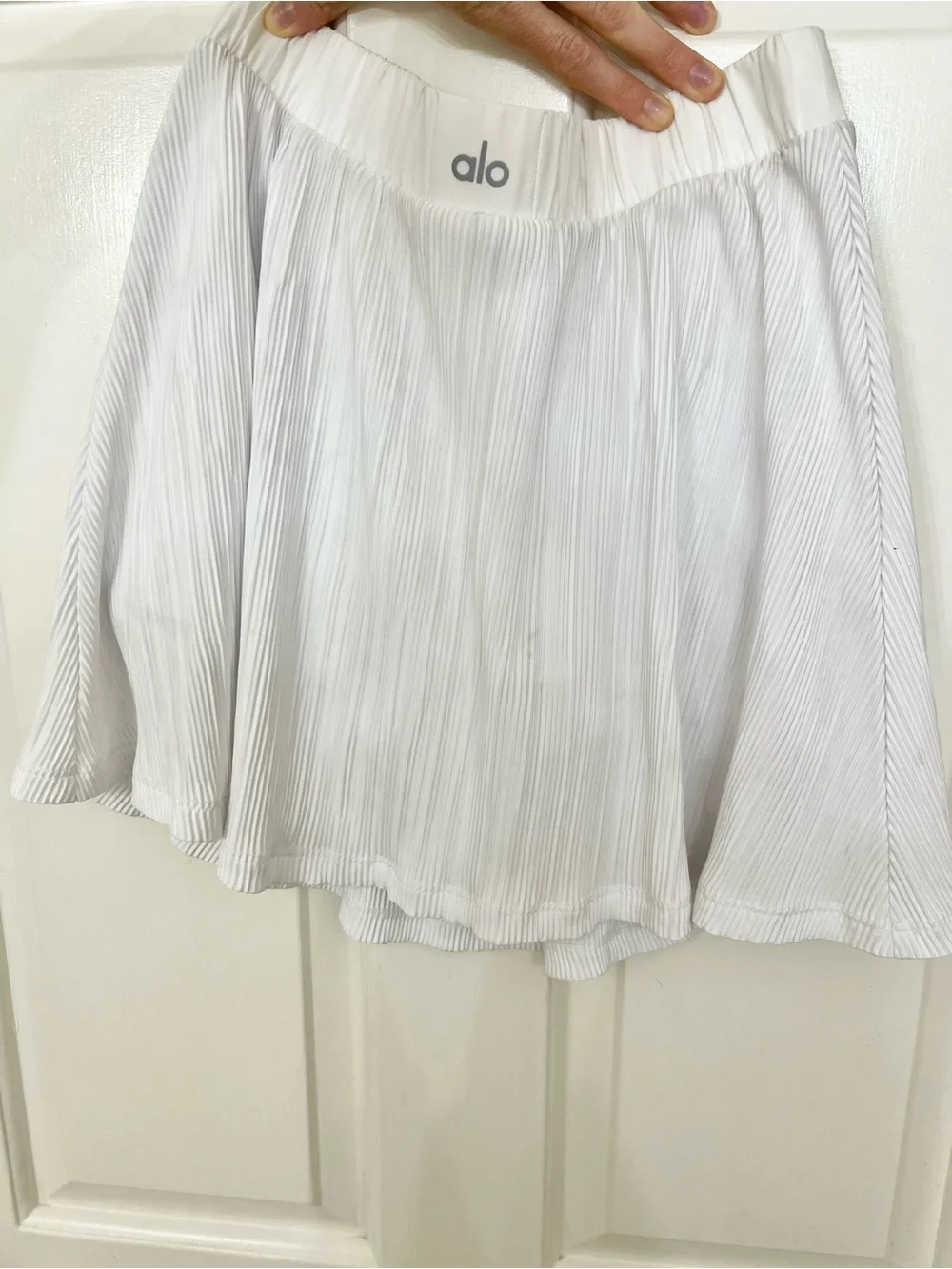 ALO Yoga Women's White micro plisse tennis skirt XS